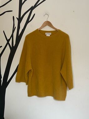 Bianco & Blu alpaca + wool blend mustard gold wide sleeve sweater